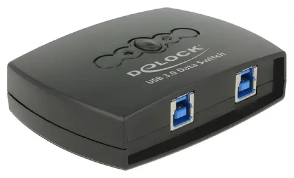 Delock USB 3.0 přepínač 2 – 1 černá / Přepínač / manuální / obousměrný / LED indikace (87723)