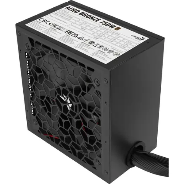 Aerocool AERO 750 černá / PC zdroj / ATX 3.1 / 750W / 80PLUS Bronze / Aktivní PFC / nemodulární (ACPB-AR75AEC.12)