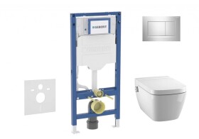 GEBERIT - Duofix Set předstěnové instalace, klozetu TECEone a sedátka softclose, tlačítko Sigma30, lesklý chrom/matný chrom SANI11CT1105