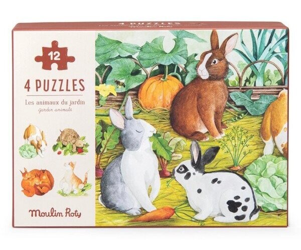 Puzzle se zvířátky mini 4ks Le Jardin du Moulin