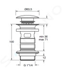 IDEAL STANDARD - Příslušenství Odtoková souprava Click-Clack, černá E1482XG