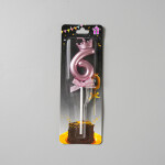 Dortová svíčka s "korunkou" ružovo-zlatá č.6