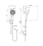 IDEAL STANDARD - Idealrain Solos Set sprchové hlavice, tyče a hadice, 3 proudy, EcoFlow, Magnetic Grey A7897A5