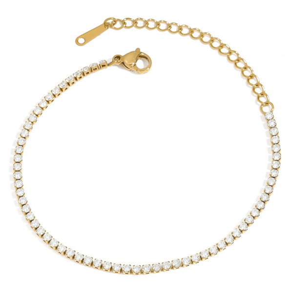 ELENYS Tennis 2 mm – pozlacený náramek 18K žluté zlato Délka náramku: 16,5+5 cm / max. 21,5 cm