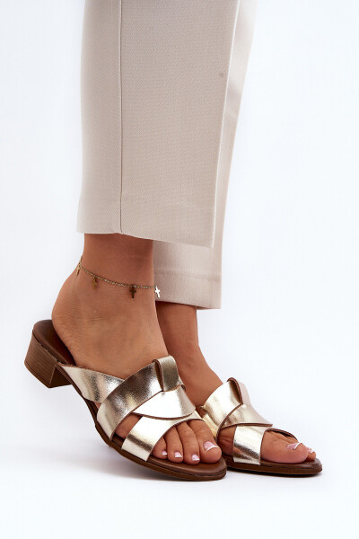 Zazoo 40236 Kožené dámské klínky na nízkém podpatku zlaté 36