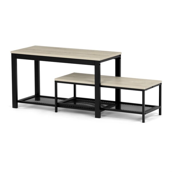 Botník 2 police, MDF dekor dub sonoma, kov - černý matný lak