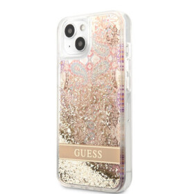Pouzdro Guess Liquid Glitter Paisley iPhone 13 mini Gold