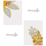 Brož Swarovski Elements Estefania - květina, Zlatá