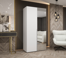 Šatní skříň Abi Alicante 2 Rozměry: 100 cm, Pásky / úchyty: Stříbrné, Barva korpusu + barva dveří: Bílá + Bílá