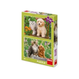 DINO Puzzle Pejsek a kočička na zahradě