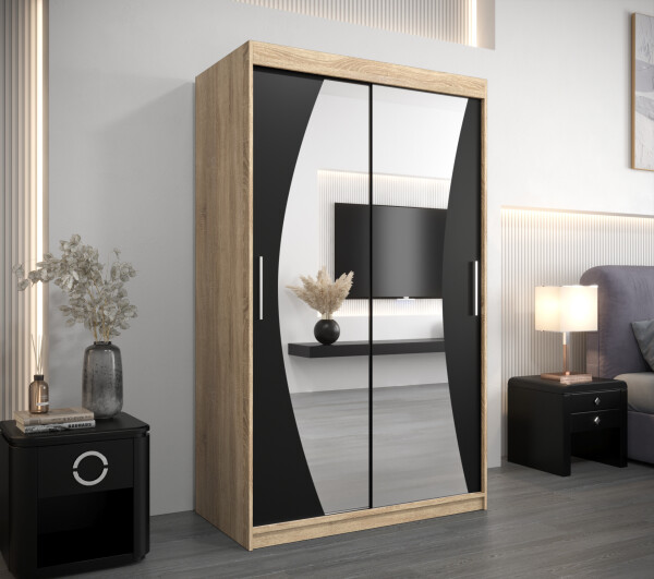 Šatní skříň Abi W0 Barva korpusu: Dub Sonoma, Rozměry: 120 cm, Dveře: Černá