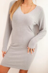 Dámské svetrkové šaty s výstřihem do V alpaka šedá UNI