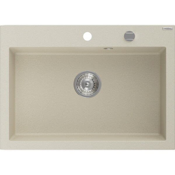 MEXEN - Elix granitový dřez 1-miska 700 x 500 mm, béžový, sifon chrom 6526701005-69