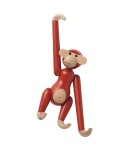 Kay Bojesen Denmark Dřevěná opička Monkey Mini Vintage Red 9,5 cm, červená barva, dřevo