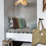 MADAM STOLTZ Stropní lampa Rattan and Linen, přírodní barva, textil