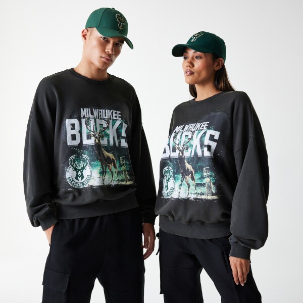 New Era Pánská mikina Milwaukee Bucks NBA Washed Oversized Crew Neck Sweater Velikost: S