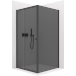 CERANO - Sprchový kout Varone POINT L/P - 6 mm - černá matná, grafitové sklo - 130x70x195 - posuvný CER-429664