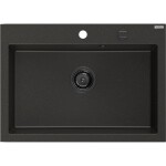 MEXEN/S - Elix granitový dřez 1-miska 700 x 500 mm, černá/zlatá metalik, sifon černá 6526701005-75-B