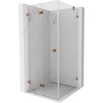MEXEN/S - Lunar-F sprchový kout skládací dveře levá 80 x 80, transparent, różowe złot 836-080-080-60-00-L
