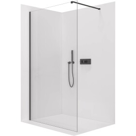 CERANO Sprchová zástěna Walk-in Onyx Cube L/P - 8 mm - hranatá vzpěra - černá matná, transparentní sklo - 90x200 cm