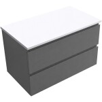 CERANO Koupelnová skříňka Carole - antracitová + deska z lit. mramoru Elanys - 12 mm - bílá matná - 100x49,2x46 cm
