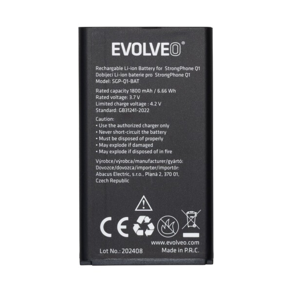EVOLVEO orig. baterie 1800 mAh pro MaxPhone A1, StrongPhone Q1/Z4/W4