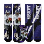 For Bare Feet Pánské ponožky Baltimore Ravens NFL Lamar Jackson Stripe Crew