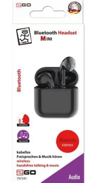 2GO TWS Mini černá / Bezdrátová sluchátka do uší / Bluetooth / mikrofon / nabíjecí pouzdro (797341)