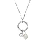 Ocelový náhrdelník s perlou Lyra, chirurgická ocel, Stříbrná 45 cm