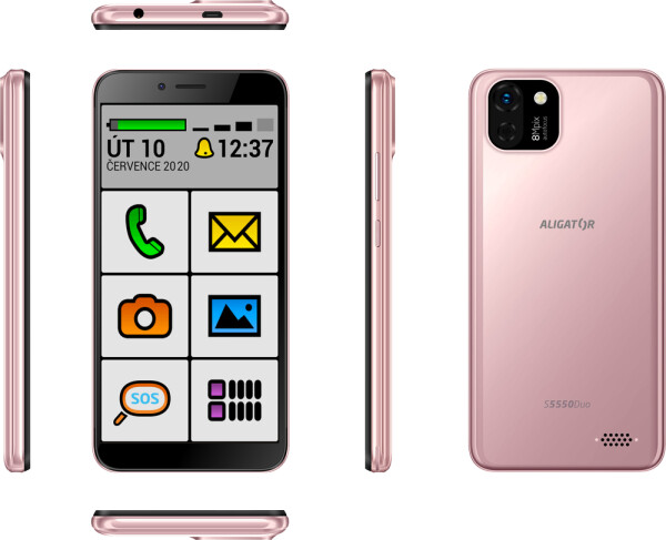 ALIGATOR S5550 SENIOR růžovo-zlatá / 5.5" / Quad-Core / 2GB RAM / 16GB / 8MP + 2MP / Android 11 GO (AS5550SENRG)