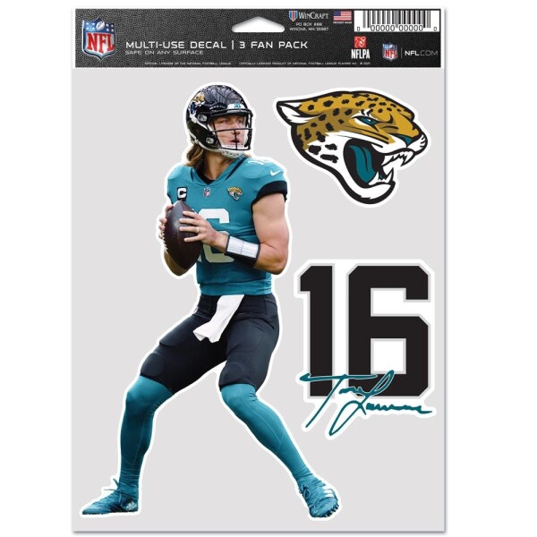 Samolepka Jacksonville Jaguars NFL Trevor Lawrence #16 Player Set (3 ks)% 1 ks