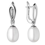 Stříbrné náušnice s řiční perlou Molly, stříbro 925/1000, Bílá
