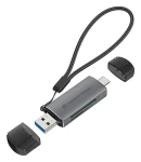 Conceptronic šedá / Čtečka paměťových karet / USB-A/USB-C 3.2 Gen 1 / SD, microSD / 2 sloty / 5 Gbit/s (BIAN05G)