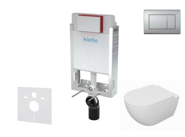 Kielle - Genesis Set předstěnové instalace, klozetu Oudee, sedátka softclose a tlačítka Gemini III, matný chrom 30505SZ63