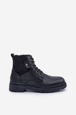 Kožené Zateplené Kotníkové Boty Pánské Big Star OO174166 Černé 46