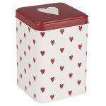 Ib Laursen Plechová dóza Hearts Tall Square, červená barva, kov
