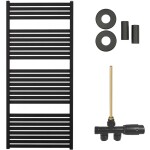 CERANO Koupelnový radiátorový set Vincenzo - ústřední vytápění - boční jednobodové připojení - 600W - černá matná - 1330x600 mm