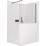 CERANO - Sprchová zástěna Walk-in Onyx Half Cube L/P - 8 mm - hranatá vzpěra - černá matná, transparentní sklo - 110x100 CER-978619