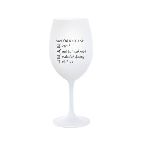 VÁNOČNÍ TODO LIST - bílá sklenice na víno 350 ml