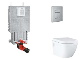 GROHE - Uniset Set předstěnové instalace, klozetu, sedátka SoftClose a tlačítka Skate Cosmopolitan, kartáčovaná nerezová ocel SANI15BB2109