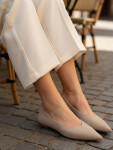 Dámské semišové baleríny ZY1426 béžové - FashionStreet 38