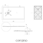 CERANO - Sprchová vanička obdélníková Pablo - SMC/minerální kompozit - strukturovaná černá matná - 140x80x3 CER-481135
