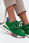 Semišové dámské tenisky na platformě s hrubým šněrováním Artiker 55C0136 zelené 39