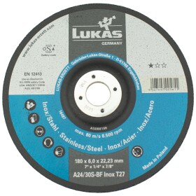 Kotouč brusný LUKAS, 180 x 6,0mm, 22,2mm, ocel