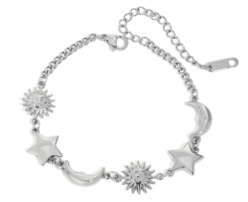 ELENYS Luna Stella Mini – náramek z prémiové oceli Délka náramku: 17+5 cm / max. 22 cm