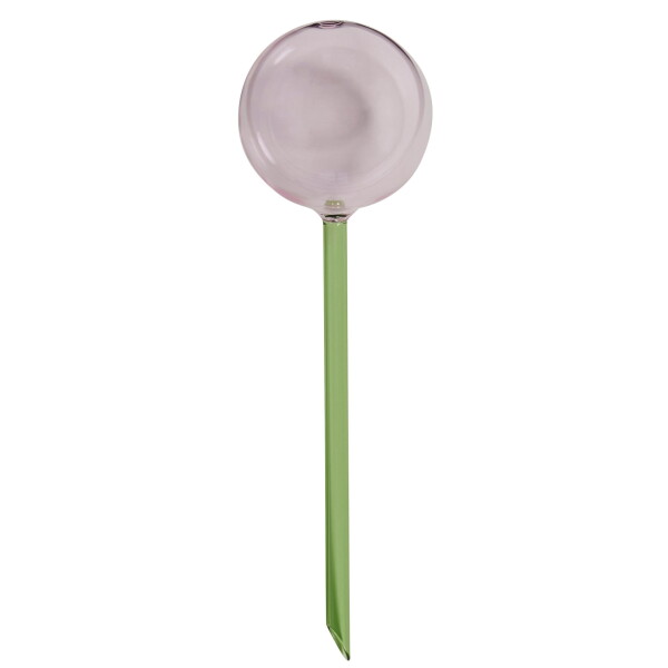 Hübsch Skleněná zavlažovací baňka Flora Pink/Green, zelená barva, sklo