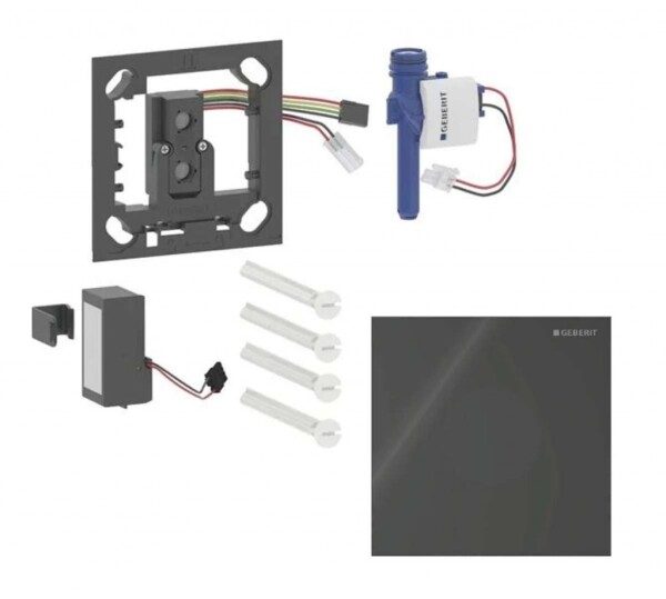 GEBERIT - Elektronické ovládání splachování pisoárů typ 40, bateriové napájení, Bluetooth, sklo/černá 116.034.SJ.1