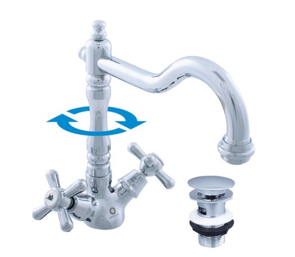 RAV Slezák - MORAVA RETRO - Umyvadlová baterie s výpustí, Chrom, 3,8" MK121.0/8