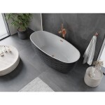 MEXEN/S - Olea volně stojící vana vzor 170 x 80, bílá/černá, sifon a přepad růžové zlato 52821708075-60