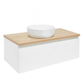 Koupelnová skříňka s krycí deskou SAT B-WAY 99x30x45 cm bílá lesk BWAY100WDOAK BWAY100WDOAK